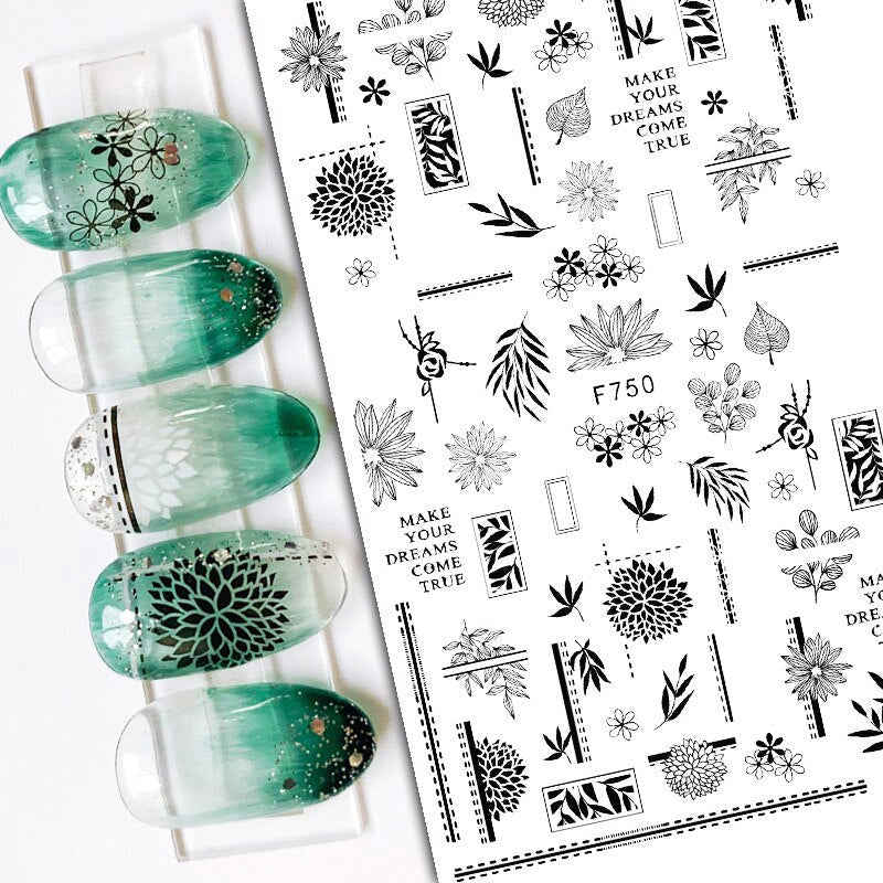 Anokhinaliza Black White Butterfly 3D Nails Sticker