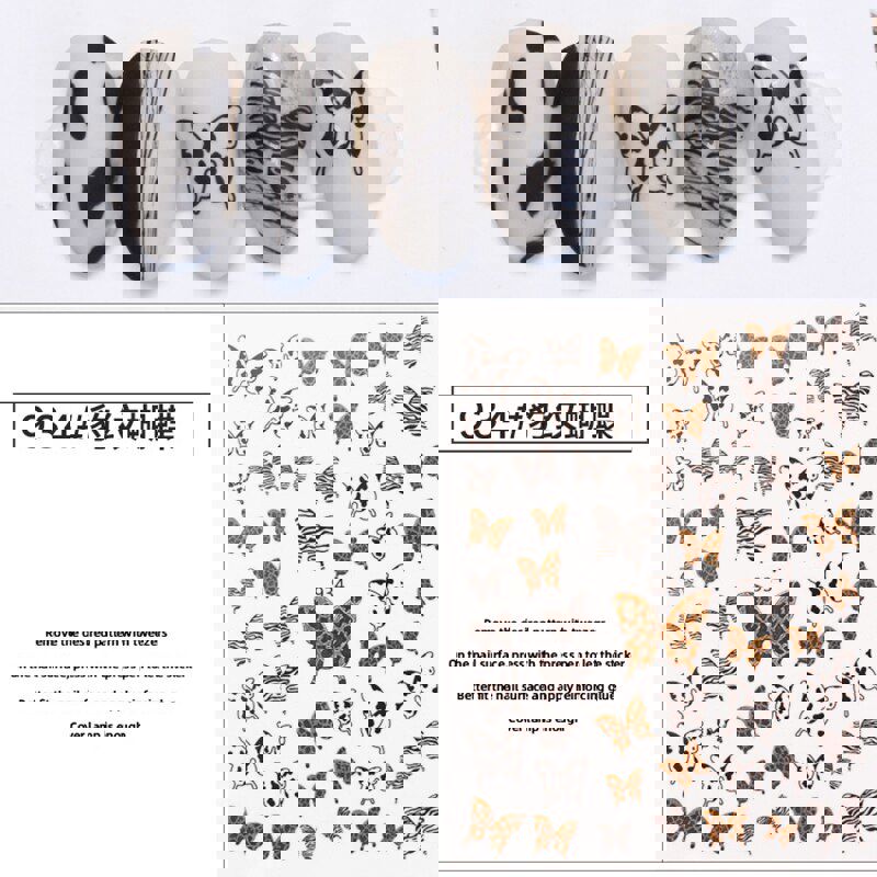 Anokhinaliza Black White Butterfly 3D Nails Sticker