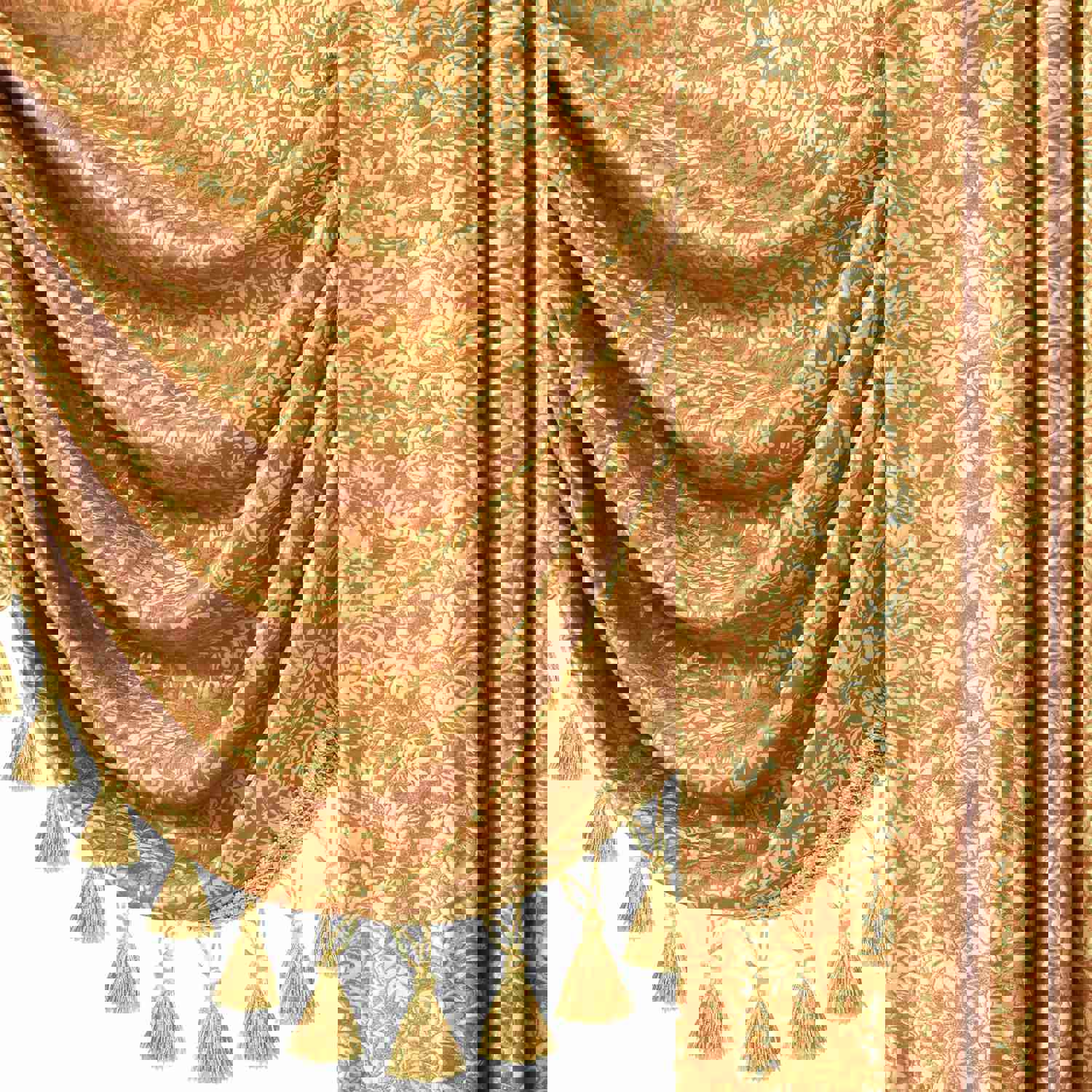 Irises Swag Valance - Classic Damask Pattern Waterfall Window Valance