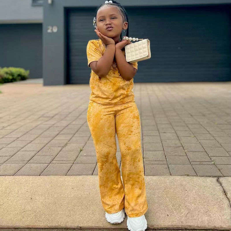 Kids Girls Tie Dye Top with Long Pant Summer Clothing Set