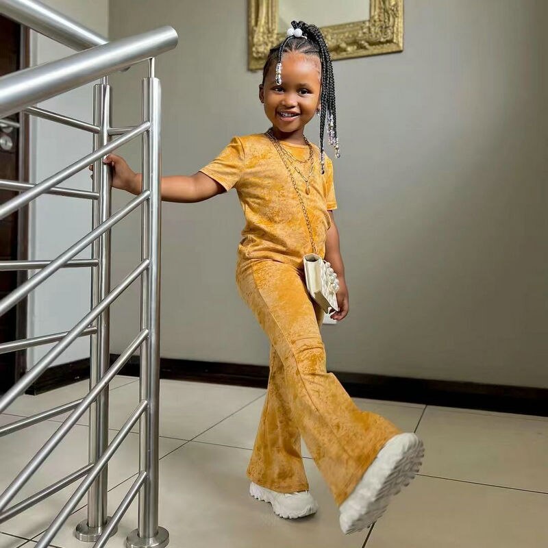 Kids Girls Tie Dye Top with Long Pant Summer Clothing Set