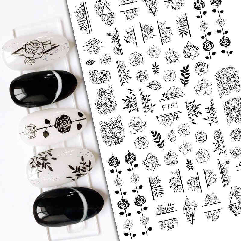Anokhinaliza Black White Butterfly 3D Nails Sticker
