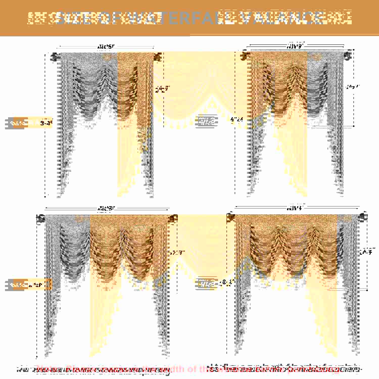Irises Swag Valance - Classic Damask Pattern Waterfall Window Valance