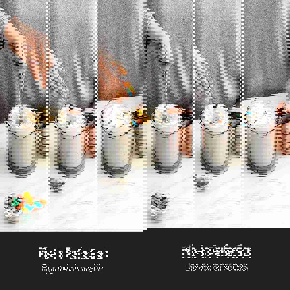 7 One-Touch Programs Ice Cream Maker with 2 Pint Containers & Lids