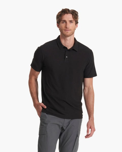 Vuori Strato Tech Polo Black - Softest Performance Polo with UPF 30+