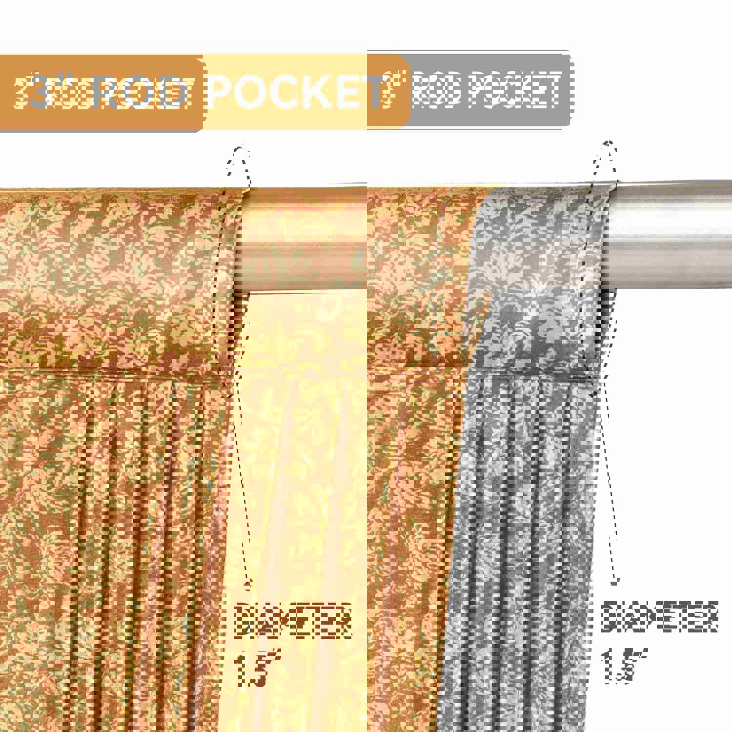 Irises Swag Valance - Classic Damask Pattern Waterfall Window Valance