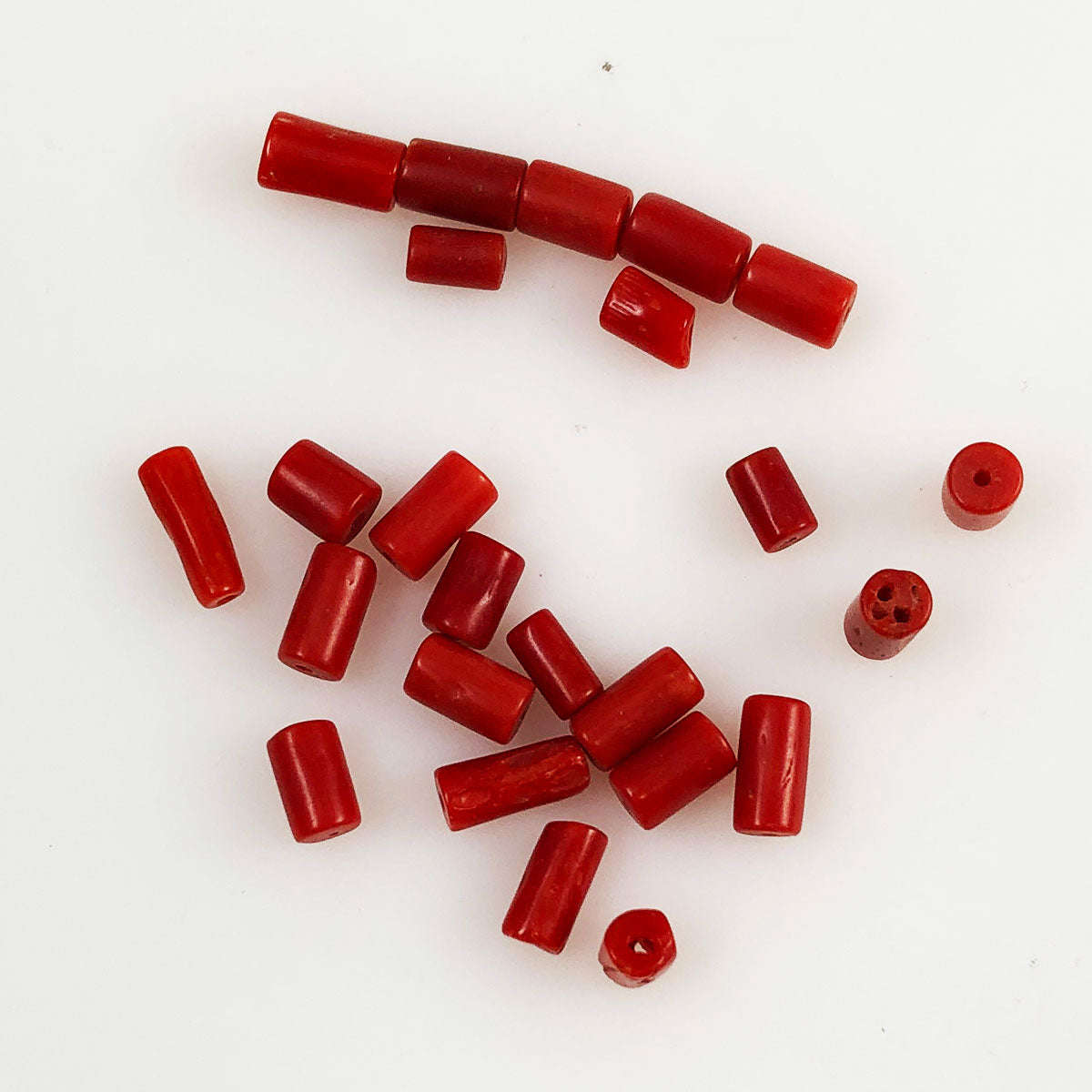Vintage Italian Red Coral Tube Beads (12 Pack)