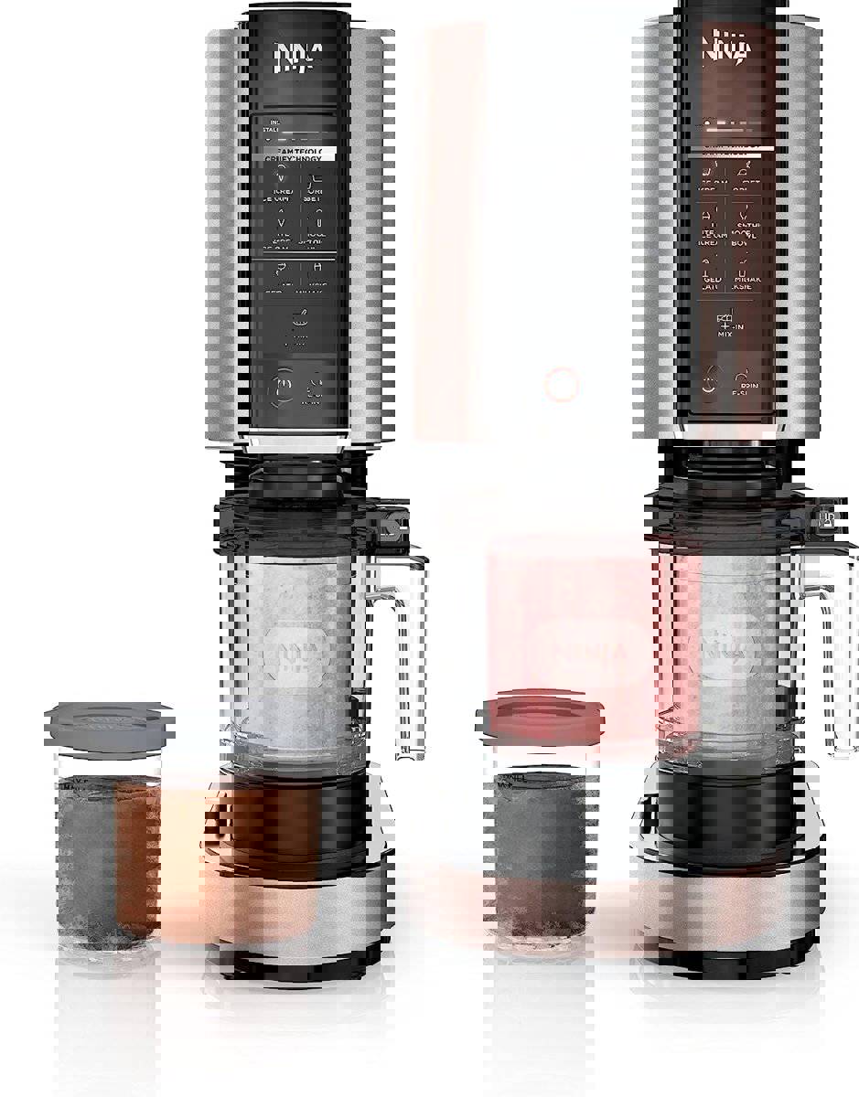 7 One-Touch Programs Ice Cream Maker with 2 Pint Containers & Lids