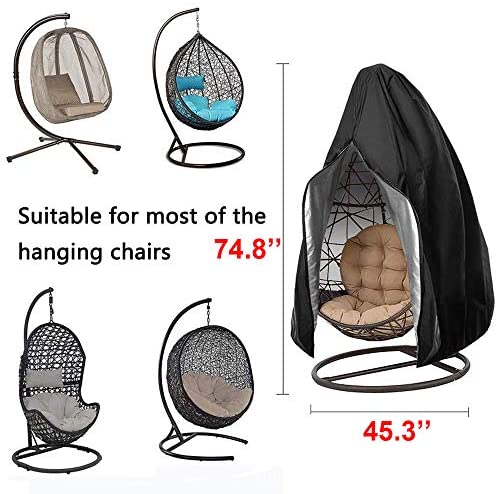 FLYMEI Upgraded Patio Hanging Chair Cover with Zipper - Waterproof, Windproof, UV Resistant