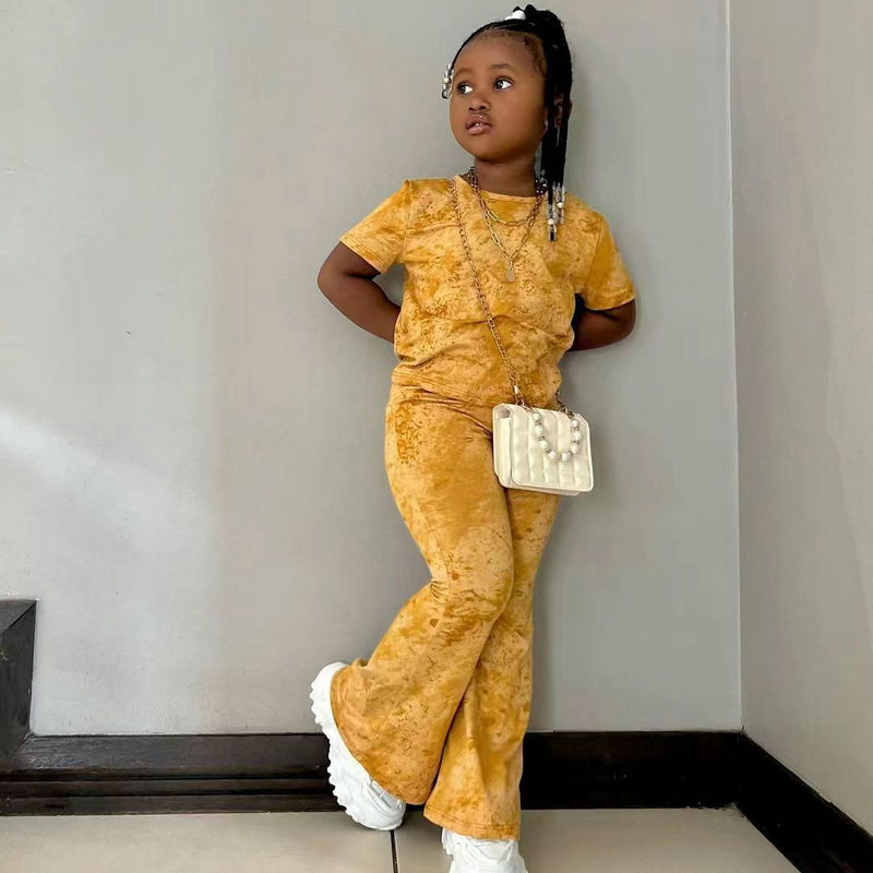 Kids Girls Tie Dye Top with Long Pant Summer Clothing Set