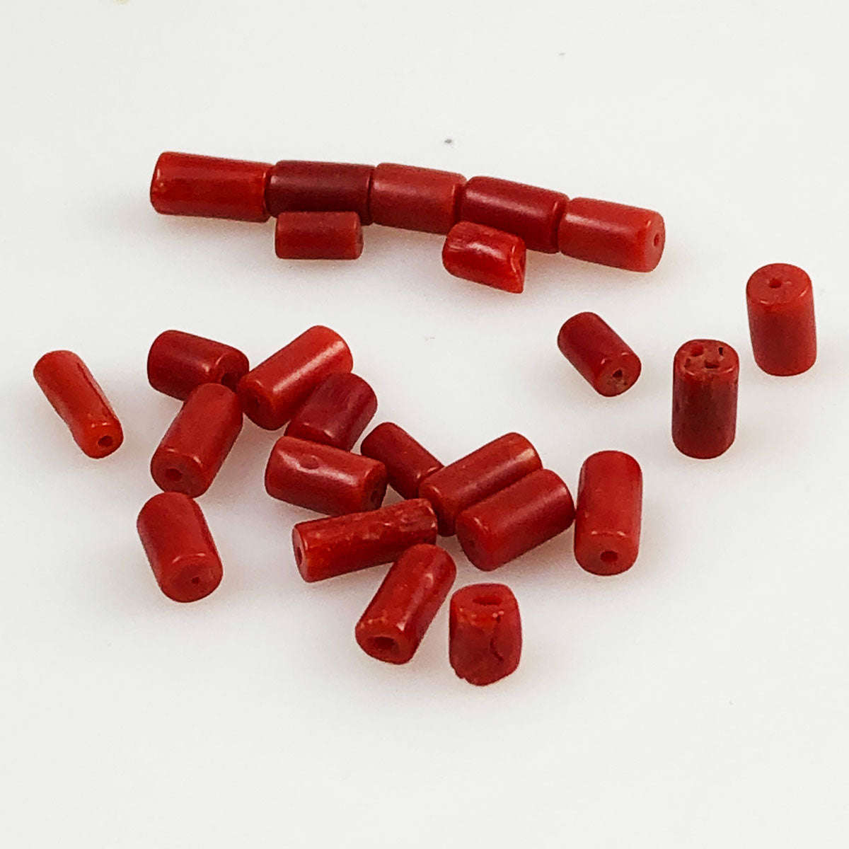 Vintage Italian Red Coral Tube Beads (12 Pack)