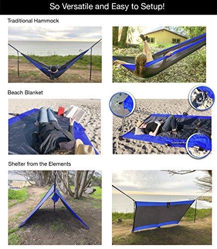 gear4U: Two Person, Double Camping Hammock with Heavy Duty Tree Straps and Accessories