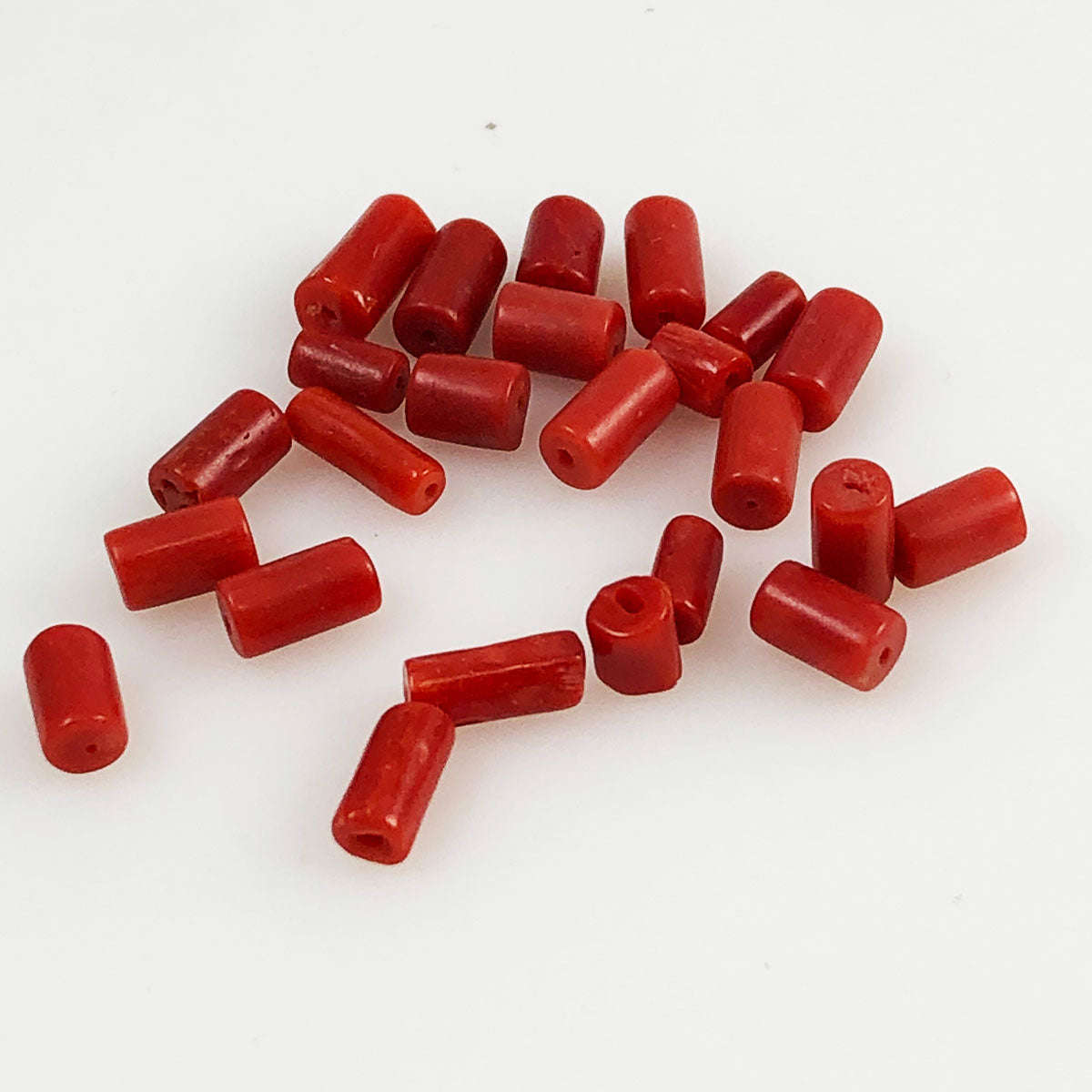 Vintage Italian Red Coral Tube Beads (12 Pack)