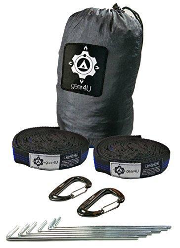 gear4U: Two Person, Double Camping Hammock with Heavy Duty Tree Straps and Accessories