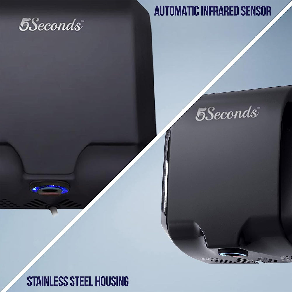 5Seconds™ Electric Hand Dryers for Bathrooms Commercial in 1800W, Stainless Steel with HEPA Filter, Touch-Free Sensor