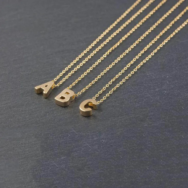 Women's Initial Charm Necklace - Personalized Letter Pendant Chain Jewelry