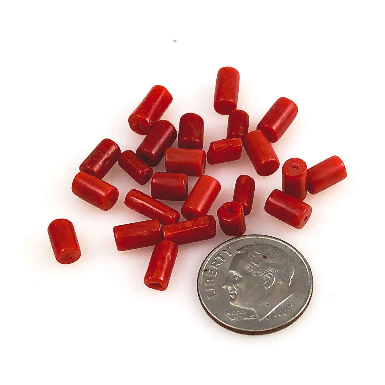 Vintage Italian Red Coral Tube Beads (12 Pack)