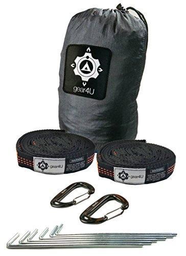 gear4U: Two Person, Double Camping Hammock with Heavy Duty Tree Straps and Accessories