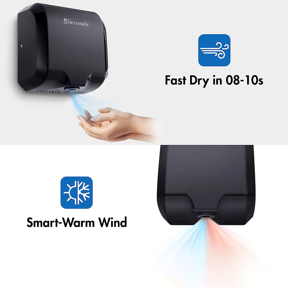5Seconds™ Electric Hand Dryers for Bathrooms Commercial in 1800W, Stainless Steel with HEPA Filter, Touch-Free Sensor