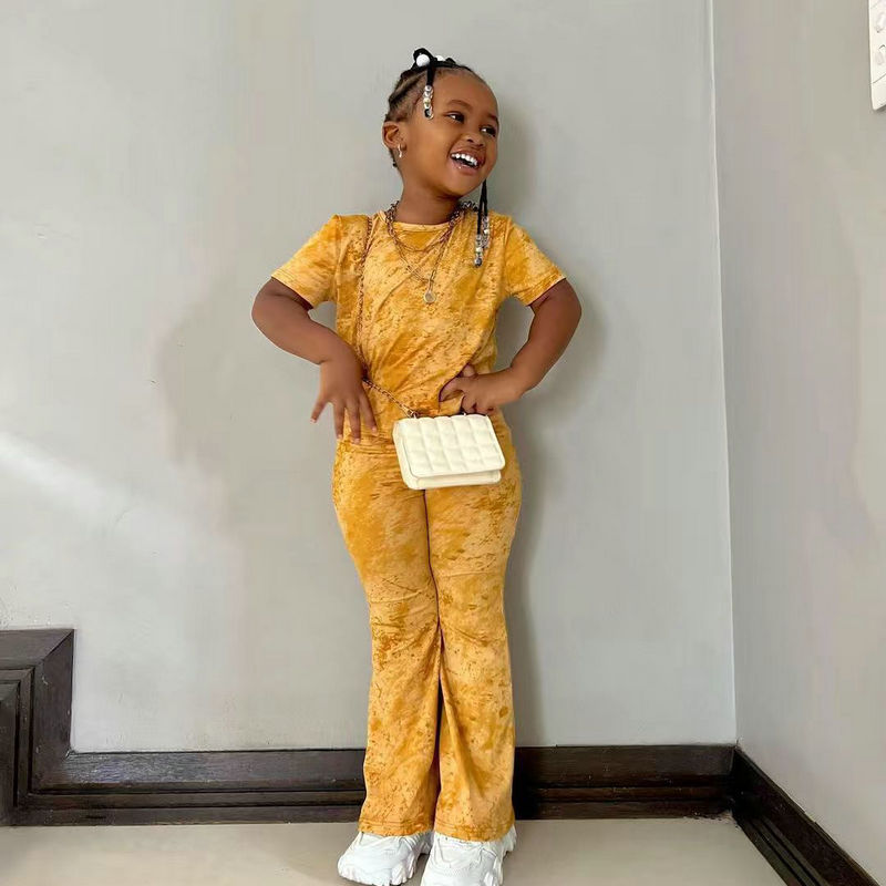 Kids Girls Tie Dye Top with Long Pant Summer Clothing Set