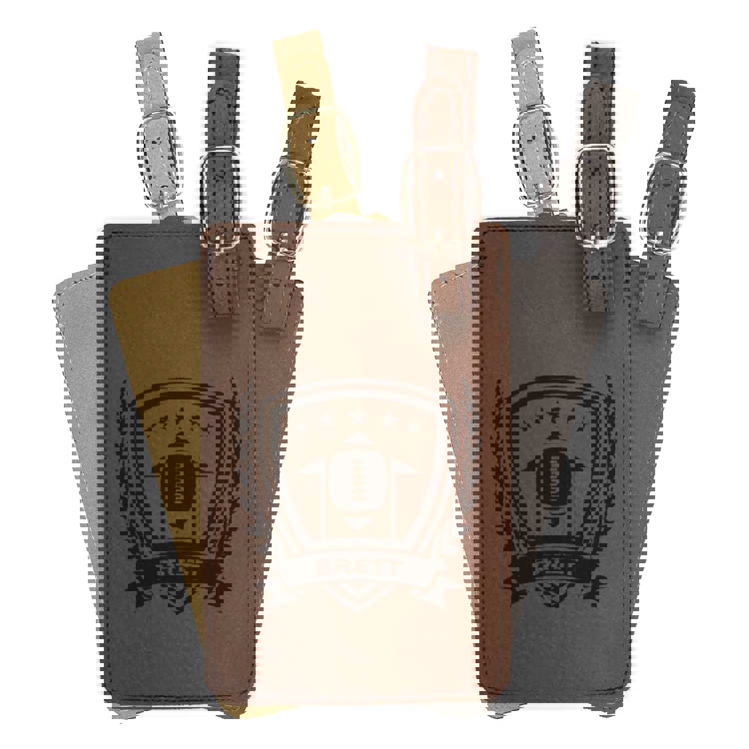 Personalized Football Bag Tag - Laser Engraved Leather Luggage Tag for Sports Enthusiasts