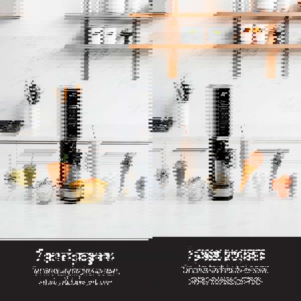 7 One-Touch Programs Ice Cream Maker with 2 Pint Containers & Lids