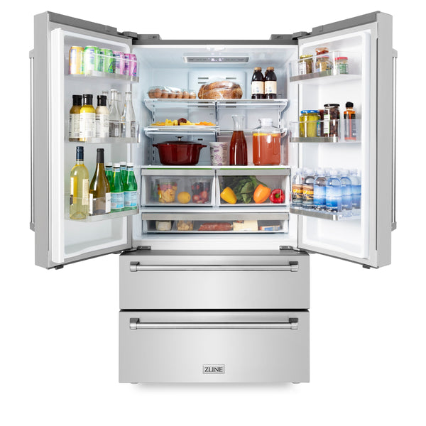 ZLINE 36 22.5 cu. ft 4-Door French Door Refrigerator with Ice Maker and Water Filter