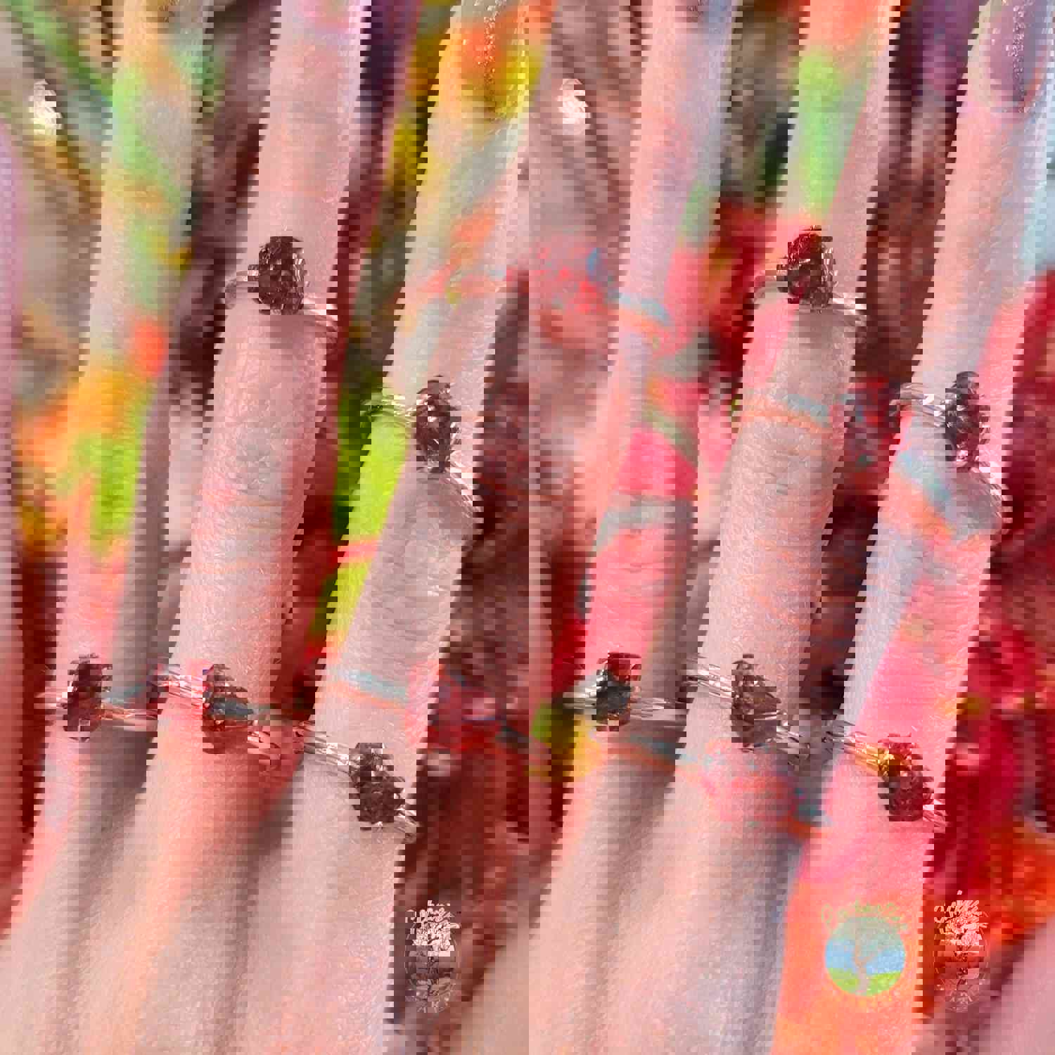 Garnet Dainty Ring .925 Silver for Health, Grounding and Strength