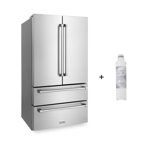 ZLINE 36 22.5 cu. ft 4-Door French Door Refrigerator with Ice Maker and Water Filter