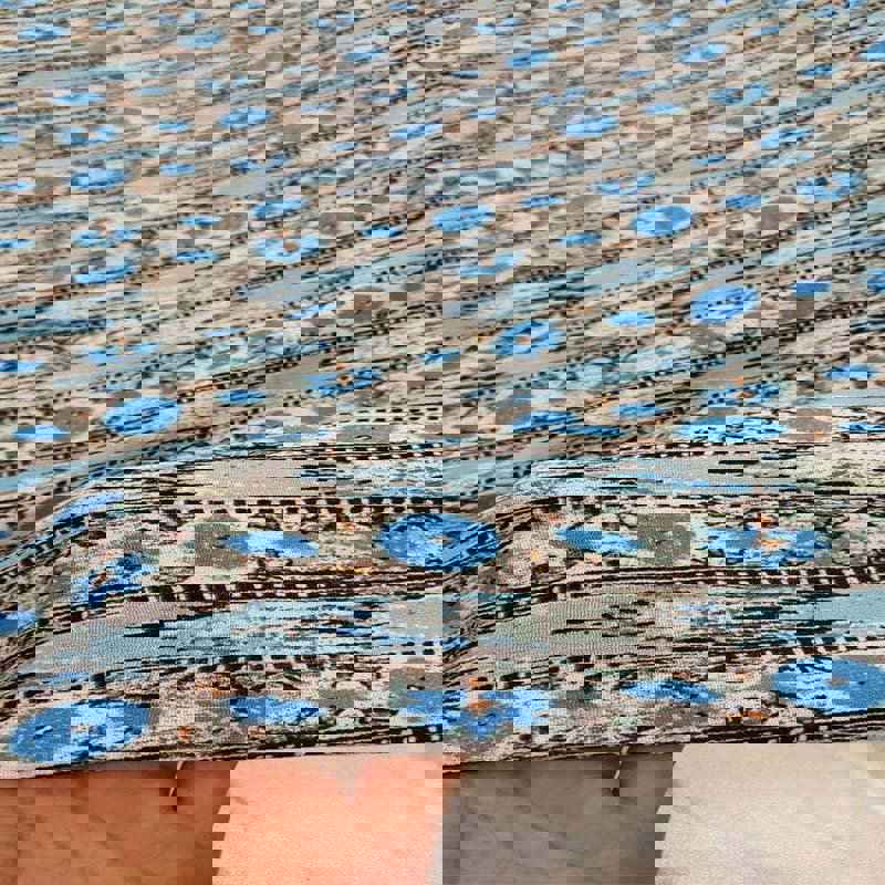 Floral Rayon Challis Small Blue Flowers Print Soft Organic Flowy Fabric