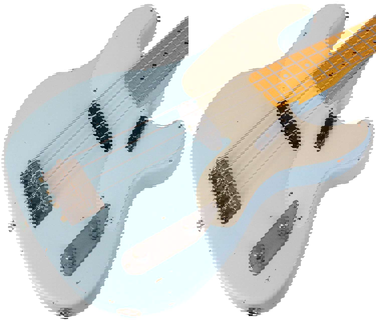 Nash PB-55 Bass Guitar, Sonic Blue, Light Aging - Vintage Feel with Modern Features