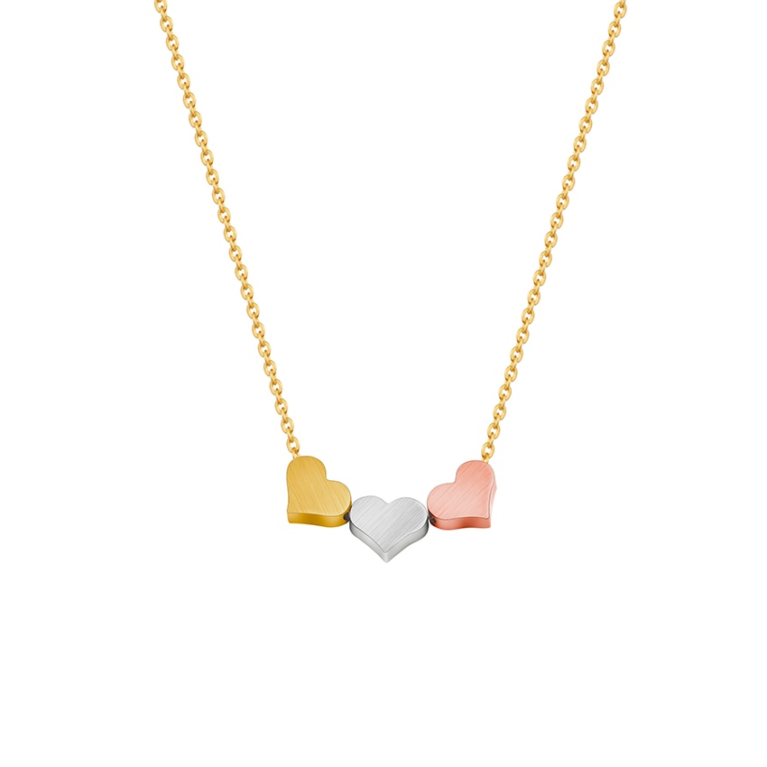 Triple Heart Pendant Necklace - Gold, Silver & Rose Gold