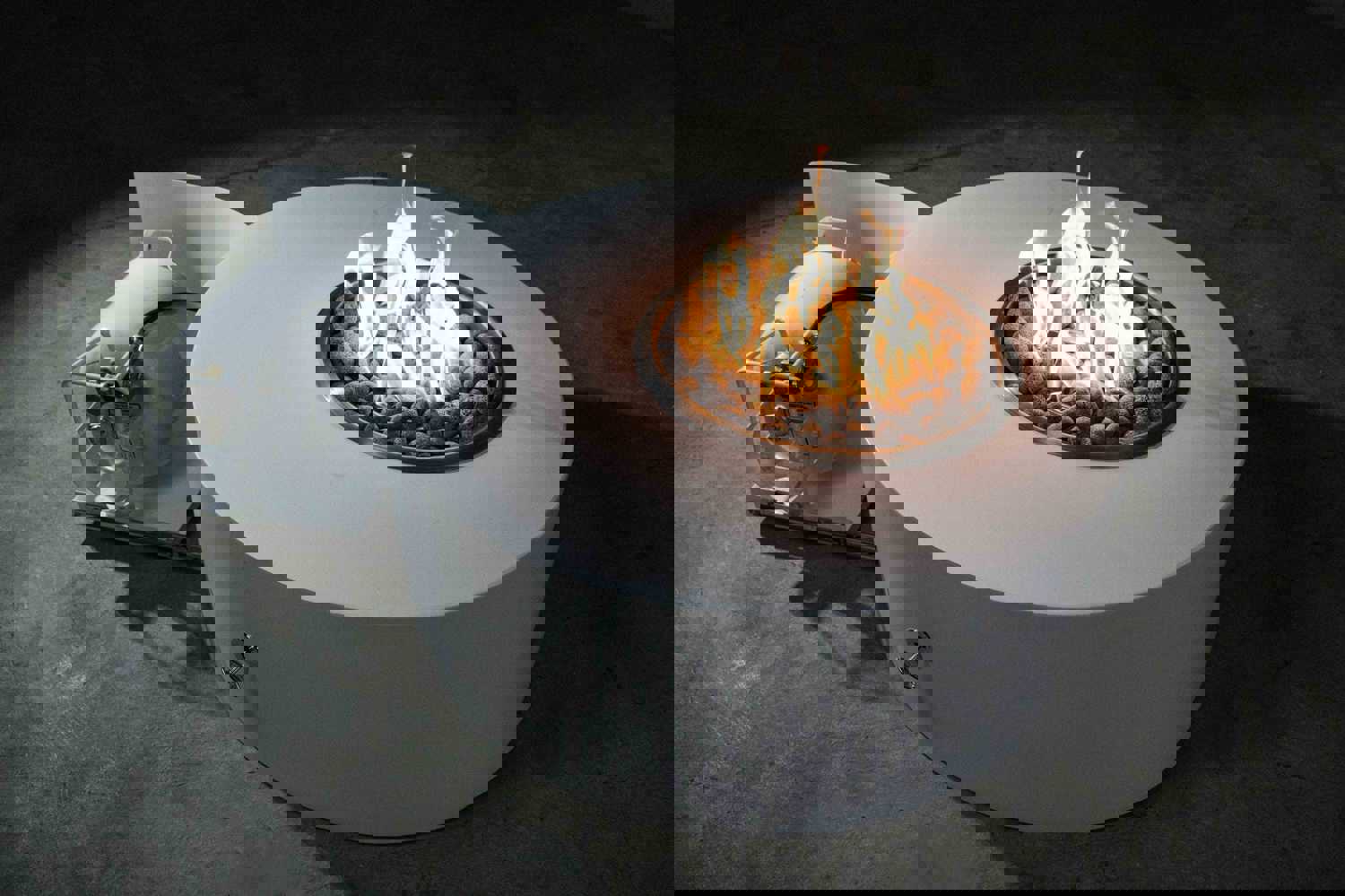 The Outdoor Plus - Isla 60 Pewter Powder Coated Metal Liquid Propane Fire Pit with Flame Sense & Gravity Lounge Chairs