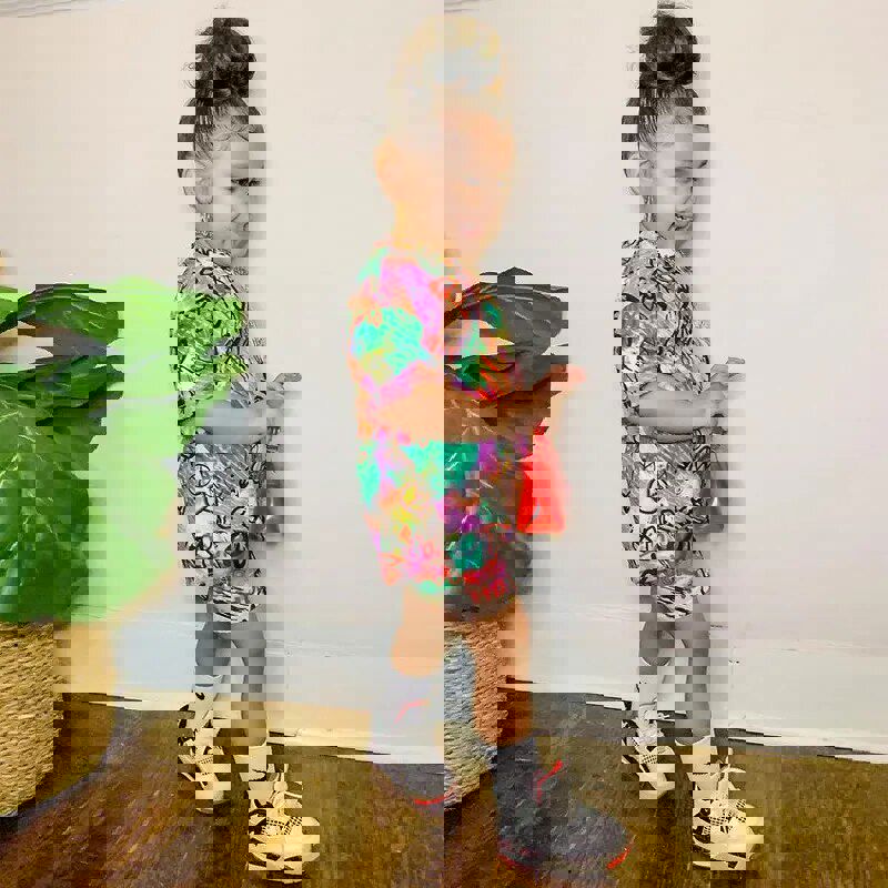 Rainbow Color Little Girls 2pcs Summer Clothing Sets