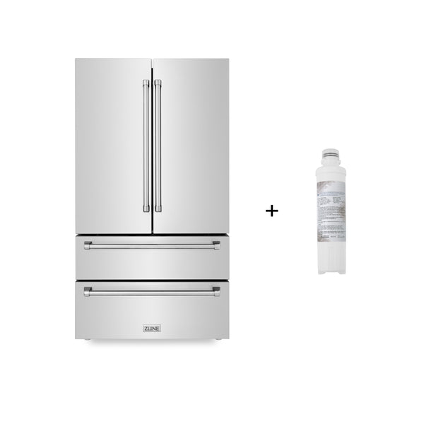 ZLINE 36 22.5 cu. ft 4-Door French Door Refrigerator with Ice Maker and Water Filter
