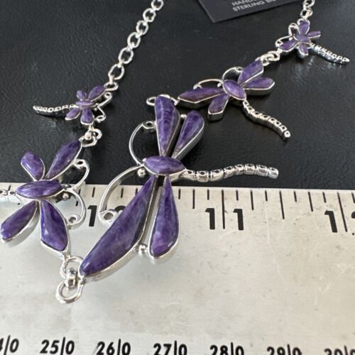 Dragonfly Purple Sugilite Necklace Navajo Sterling Silver Pendant Earrings