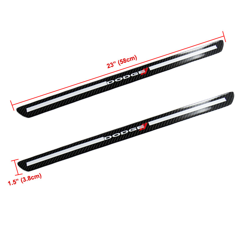 Dodge Carbon Fiber Car Front Door Welcome Plate Sill Scuff Cover Decal Sticker 2pc Set