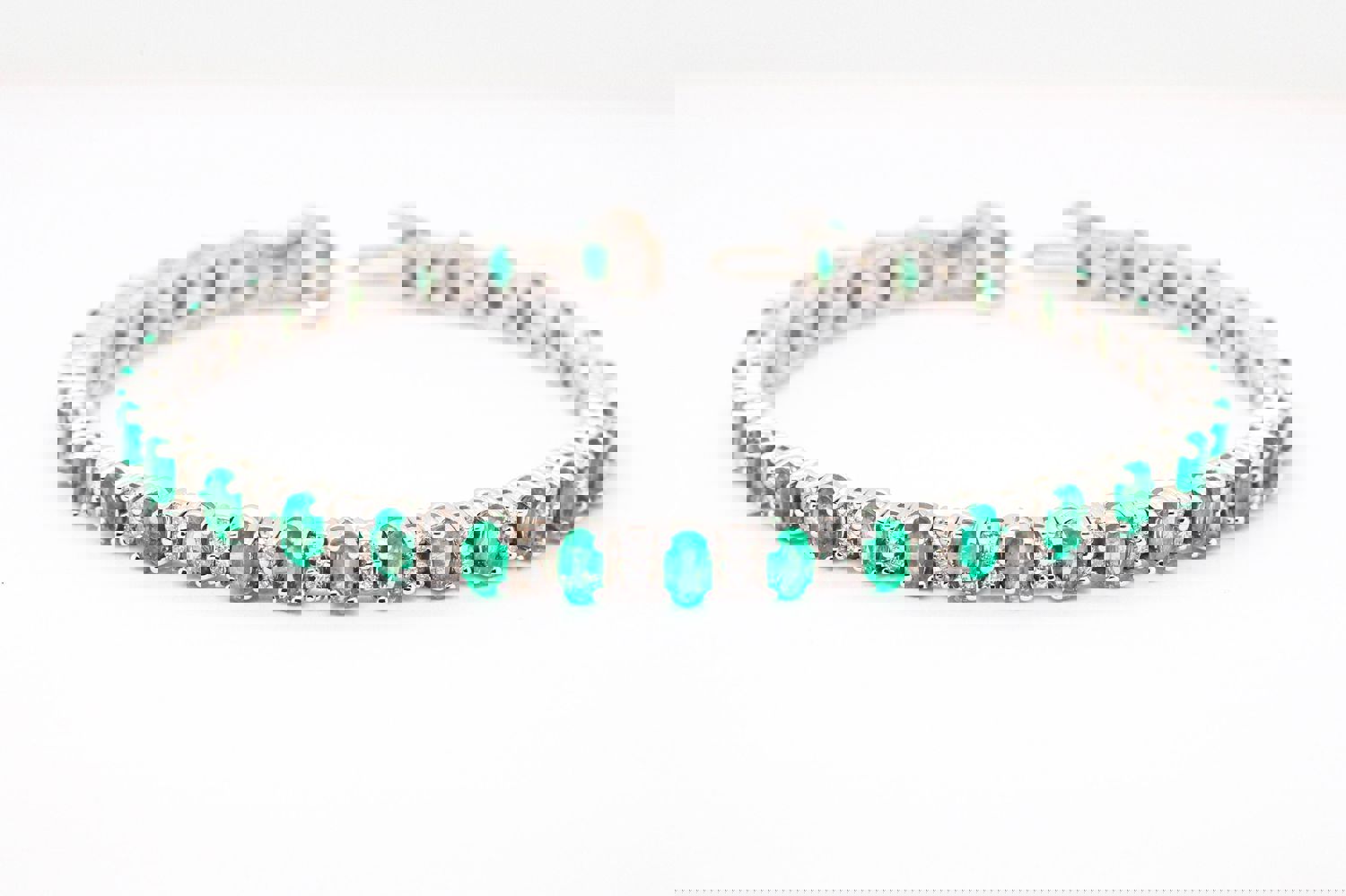 14KW 5.92 CTTW Emerald and Diamond Bracelet with 1.42 CTTW GH-SI2 Diamonds