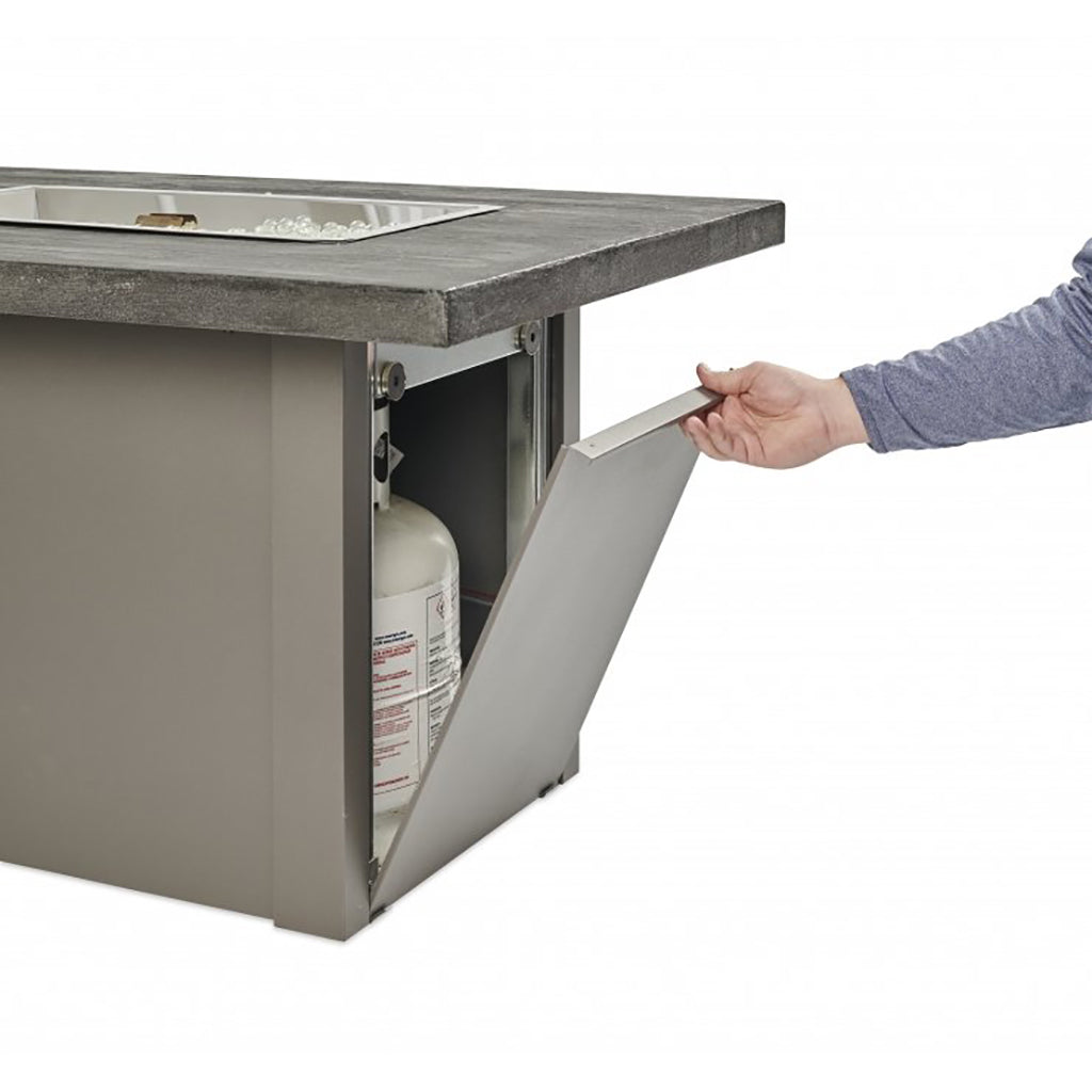 The Outdoor GreatRoom Company Stone Grey Havenwood Rectangular Gas Fire Pit Table with Grey Base