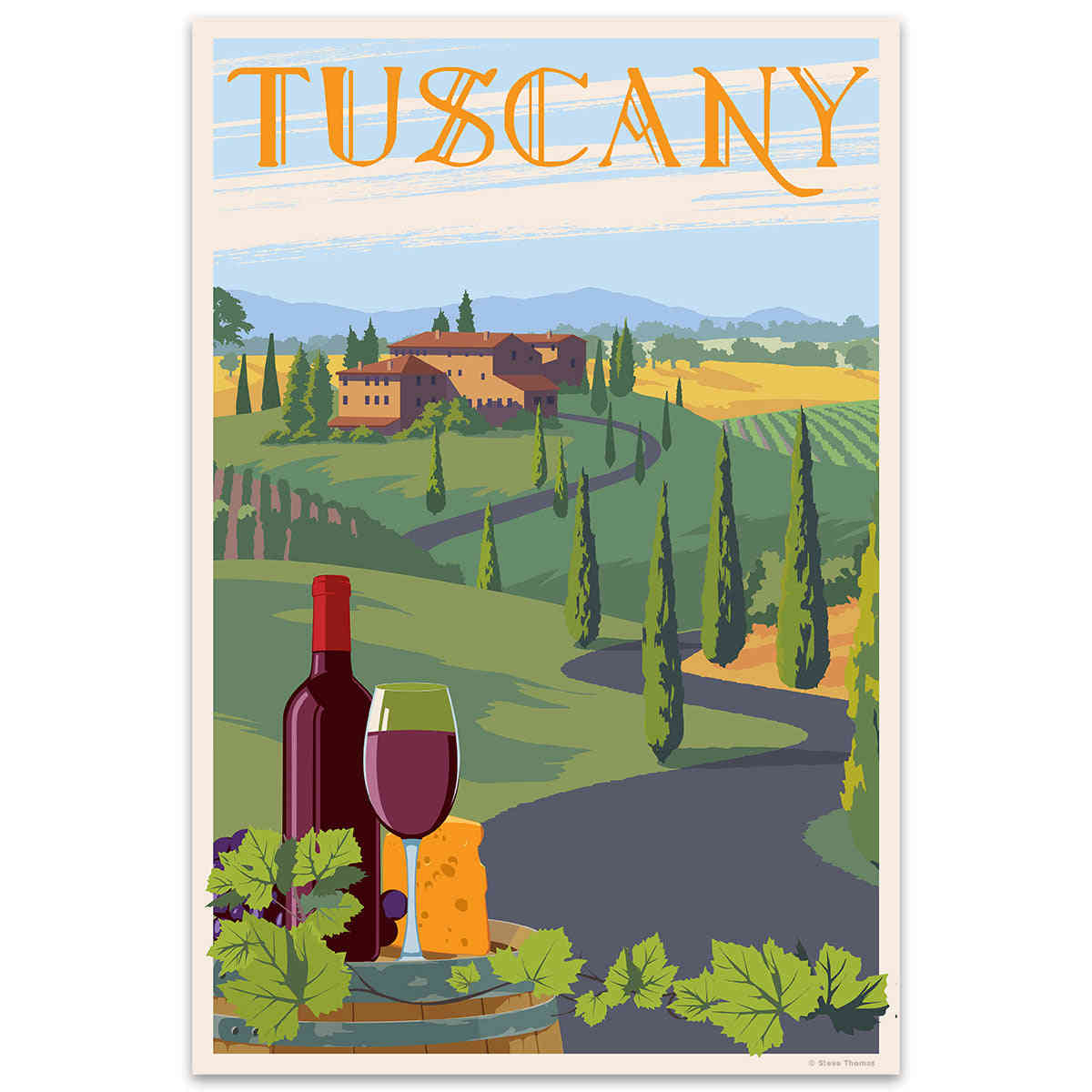 Tuscany Italian Wine Travel Decal Vintage Style