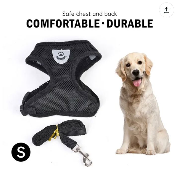 Soft Mesh Breathable Adjustable Pet Harness and Leash Set for Cats and Dogs