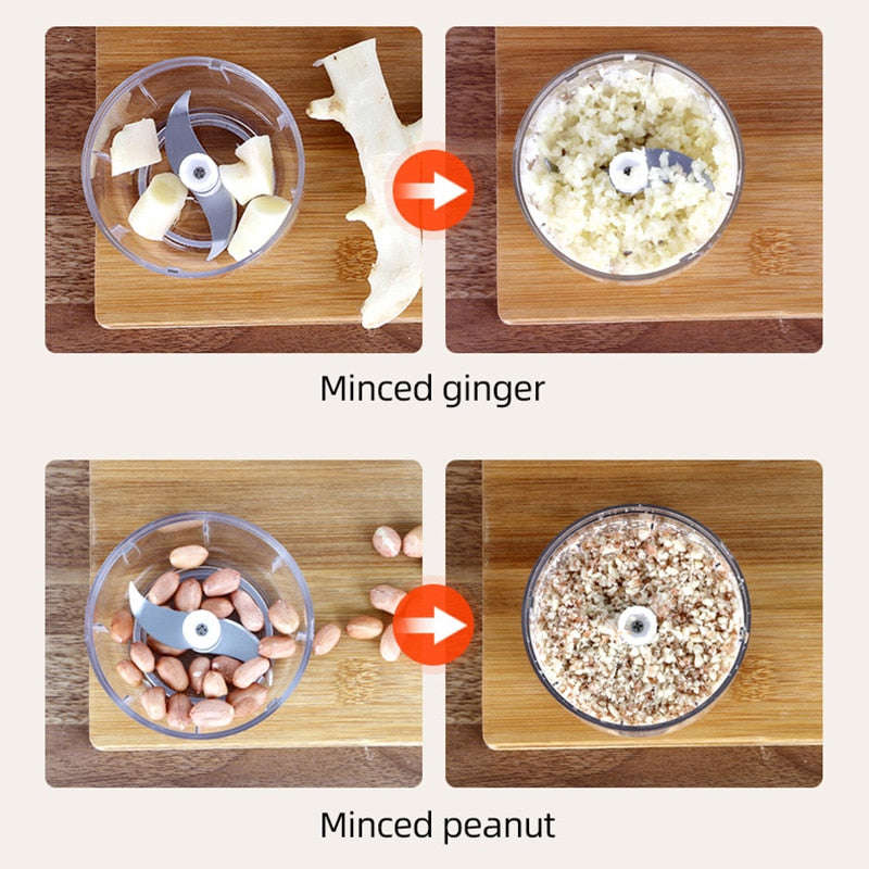 Electric Mini Food Shredder for Chili, Garlic, and Meat - USB Charging