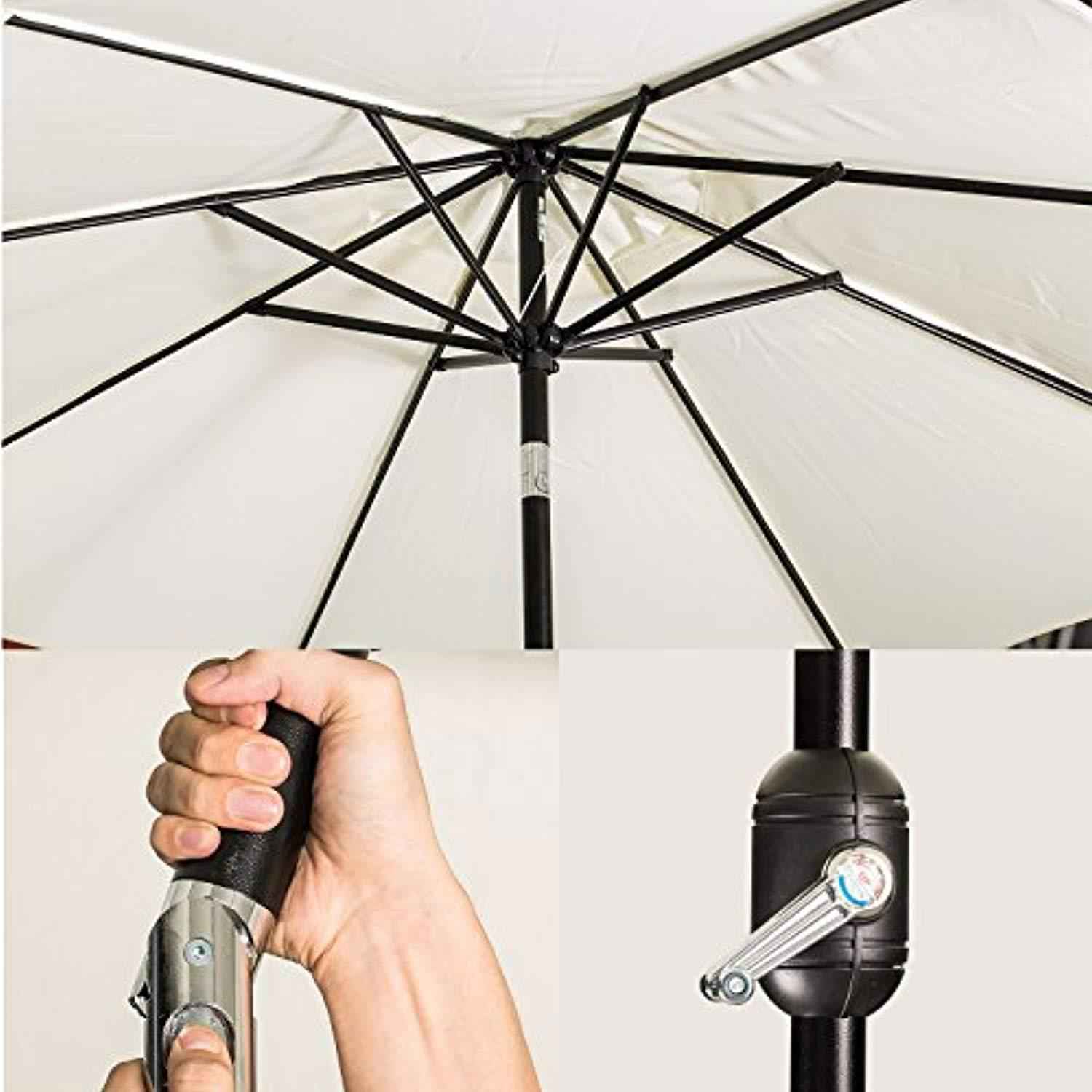 UHINOOS 9 ft Patio Umbrella with Crank and 8 Ribs, Fade Resistant Water Proof Outdoor Umbrella, Ivory