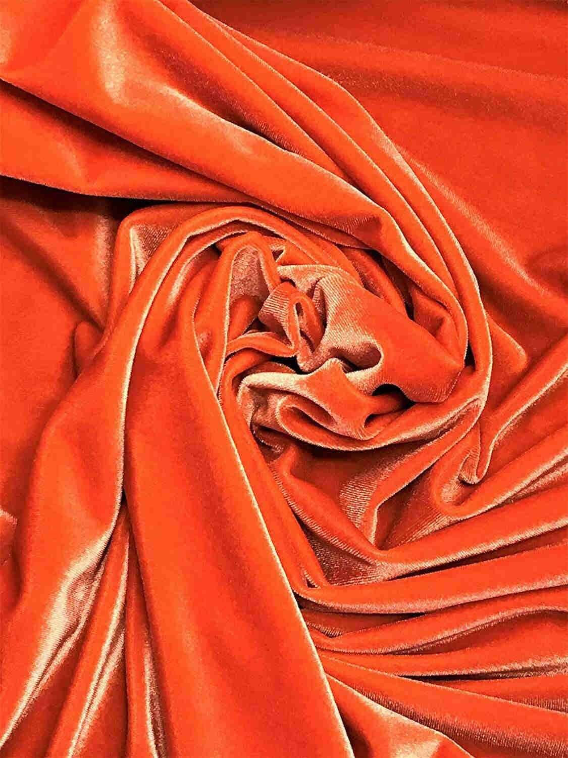Stretch Velvet Fabric - Orange - 60" Wide for Sewing, Apparel & Crafts