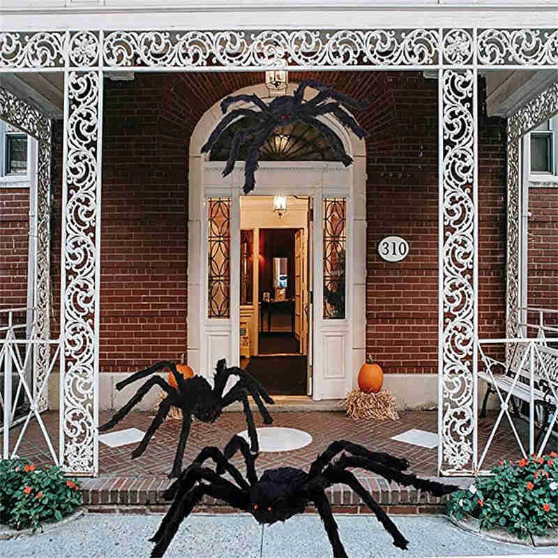 Giant Black Plush Spider Decoration Props for Kids and Halloween Party