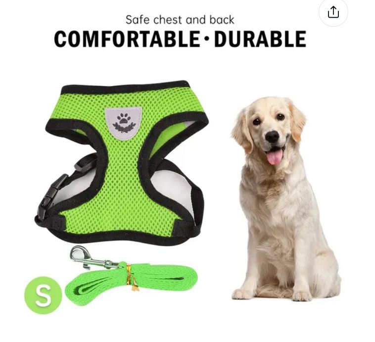 Soft Mesh Breathable Adjustable Pet Harness and Leash Set for Cats and Dogs