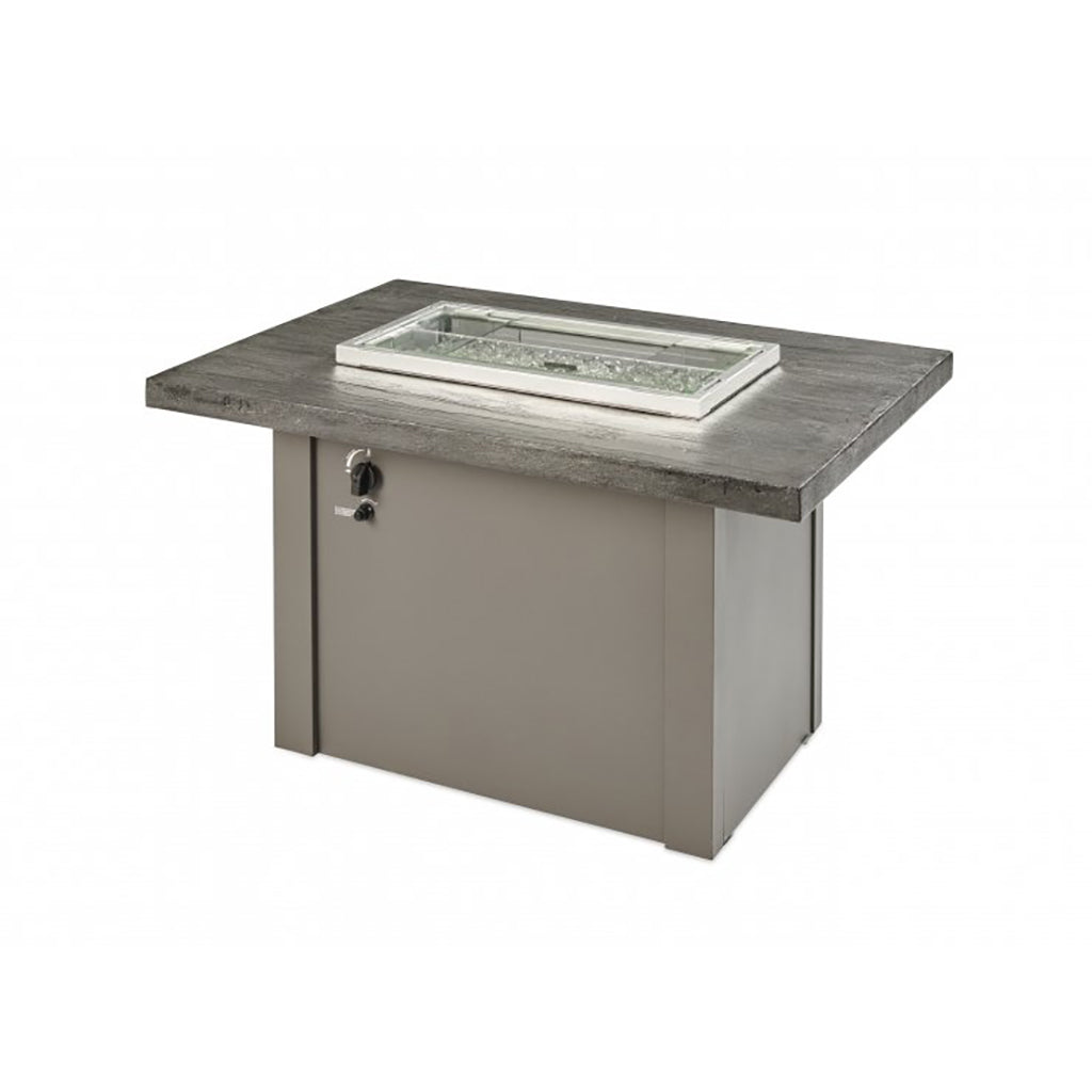 The Outdoor GreatRoom Company Stone Grey Havenwood Rectangular Gas Fire Pit Table with Grey Base