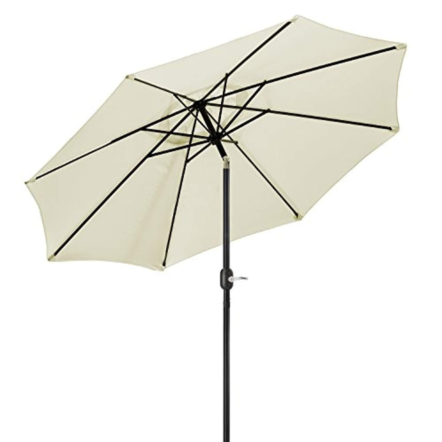 UHINOOS 9 ft Patio Umbrella with Crank and 8 Ribs, Fade Resistant Water Proof Outdoor Umbrella, Ivory