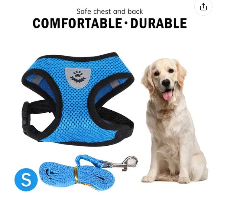 Soft Mesh Breathable Adjustable Pet Harness and Leash Set for Cats and Dogs