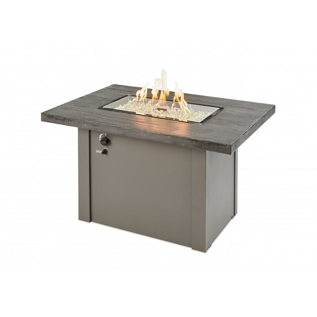 The Outdoor GreatRoom Company Stone Grey Havenwood Rectangular Gas Fire Pit Table with Grey Base